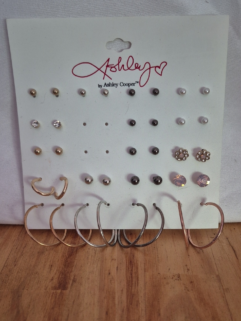 Ashley Cooper Mixed Metallic and Pearl Earring Set - Gold, Silver, White, Black